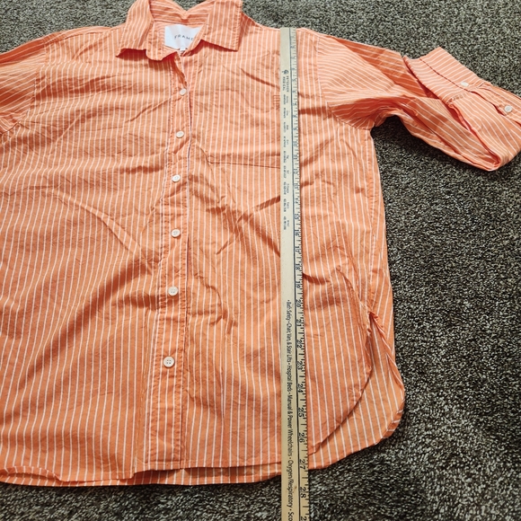 Frame The Oversized Shirt In Tangerine Orange Pinstripe Size Medium - Picture 8 of 8